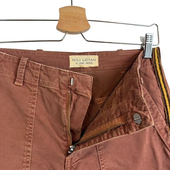 Nili Lotan Jenna Low Rise Raw Hem Stretch Twill Cotton Crop Pants Brown Size 0 - Picture 7 of 8